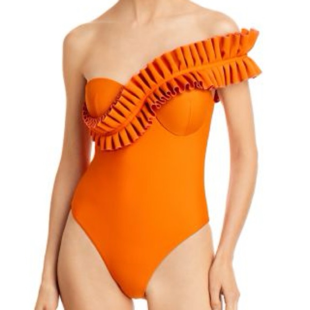 Andrea iyama one piece nisi convertible bathing suit swimsuit orange small